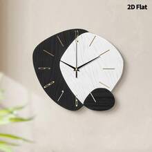 Reloj de pared decorativo minimalista de lujo 2D, movimiento de cuarzo súper silencioso, sin sonido de tic-tac, adecuado para sala de estar, dormitorio y oficina, decoración de pared de dormitorio de moda - Multicolor - Ver 4