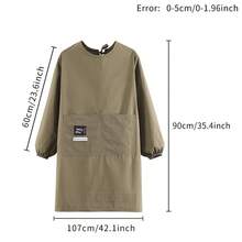 1pc Large Pocket Long Sleeve Apron, Fashionable New Waterproof And Stain-Resistant Apron For Household, Catering And Work Use