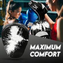 Guantes deportivos de punzonado, con gancho y jab curvados para entrenamiento de artes marciales, karate, kickboxing, Muay Thai con correas ajustables ventiladas - BLANCO - Ver 7