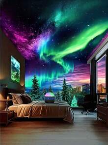 1pc USB-Powered Aurora And Sky Projector, Equipped With RGB Remote Control - Adjustable LED Lights, Polished Surface, USB Power Supply, Suitable For Indoor Use, Enhances The Attractiveness Of The Space, Has Charming Visual Effects, Remote-Controlled Projector, Ambient Lighting, Modern Lighting, Durable Plastic, Desk Lamp, Desk Lamp, Bedroom/Bedside, Desk Lamp - 多色光 - 查看 4