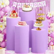 Cylinder Covers Set Of 3 Spandex Cylinder Pedestal Stand Covers Red Cylinder Cover Round Pedestal Cylinder Covers Multicolor Pedestal Cover For Wedding Party Ceremony DecorationKF - C - 查看 9
