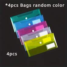 4 wytrzymałe kieszenie na dokumenty – wodoodporne, przezroczyste torby do przechowywania z etykietami ułatwiającymi identyfikację