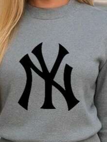 Conjunto de pants  Sudadera y pantalón  Felpa suave  Cuello redondo Estilo cómodo  Conjunto deportivo - Gris - Ver 2