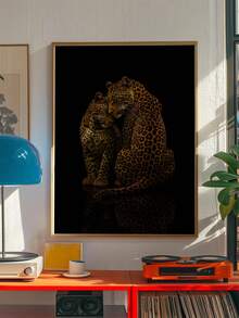 1pc Unframed Leopard Print Wall Decor With Martini Glass - Gorgeous Cheetah Print For Living Room, Girly Wall Decor, Gift For Women, Wanddeko Affiche Style Poster