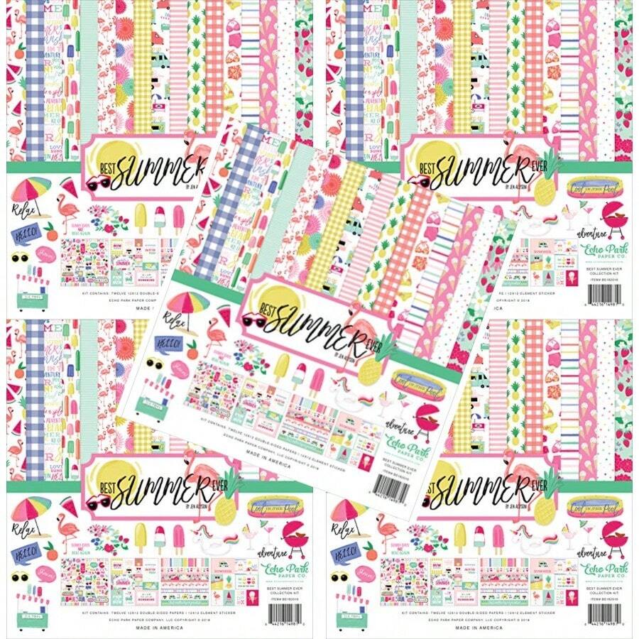 Best Summer Ever Collection Kit Paper Pink Teal Yellow Green Purple 12x12Inch