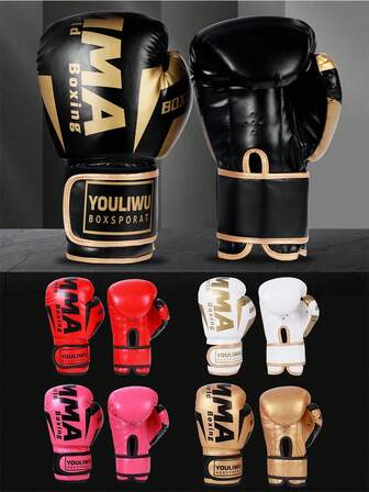 1 Pair Adult/Teen Professional Combat Boxing Muay Thai Kickboxing Gloves, Thick Martial Arts Boxing Training Gloves, Unisex, Suitable For Kickboxing, Muay Thai, MMA, UFC And Other Sports, A Great Christmas Or New Year Gift For Family And Friends In Winter