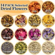 Dried Herbs Kit - Dried Botanicals Bulk,14 Bags Natural Dry Flowers And Herbs For Soap,Candle,Perfume,Bath Bombs,Resin Jewelry Making Supplies,Fragrance Sachet DIY And Witchcraft - 預設 - 查看 2