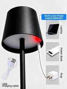 1 pieza Lámpara de piso recargable de 1200mAh, luz de lectura de escritorio ajustable en brillo, lámpara atmosférica de pie, interruptor táctil, adecuada para dormitorio, sala de estar, lámpara decorativa de mesita de noche, luz nocturna