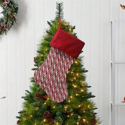 Striped Stocking Ornaments Creative Christmas Hanging Socks Present Holders For Home Office Party Decor