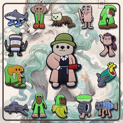 15 Stücke Cartoon Street Style Silikon Loch Schuh Dekor, Clogs Charms, Garten Schuh Dekorationen, weiche Gummi Schuh Clips, Geschenke für Feiertage und Fans, Zubehör für Clogs Liebhaber mit Hohlräumen