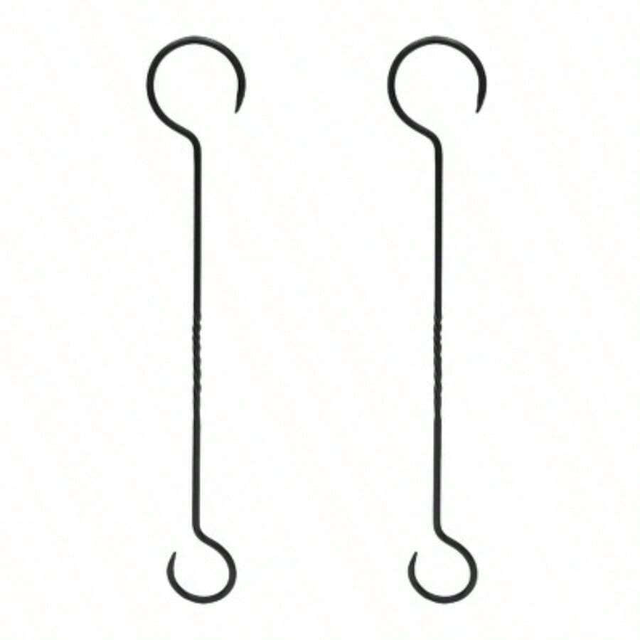Set Of 2 Wrought Iron Hook Extenders With Twist Black Powder Coated ...
