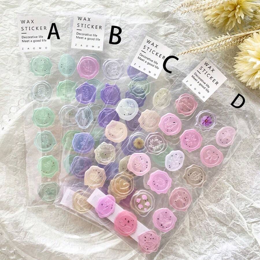 18 piezas de pegatinas de sello de cera con estampado en caliente 3D, forma de sello retro, pegatinas de sello de cera retro, etiquetas de sellado de sobres para decoración de diarios, papelería, adecuadas para manualidades de scrapbooking, elaboración de tarjetas, invitaciones, sellado de sobres, pegatinas de cuaderno con efecto de goteo de cera en 3D, pegatinas decorativas de sellado de sobres DIY, etiquetas de sellado de sobres de papelería para decoración de diarios