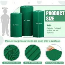 Cylinder Covers Set Of 3 Spandex Cylinder Pedestal Stand Covers Red Cylinder Cover Round Pedestal Cylinder Covers Multicolor Pedestal Cover For Wedding Party Ceremony DecorationKF - 綠色 - 查看 3