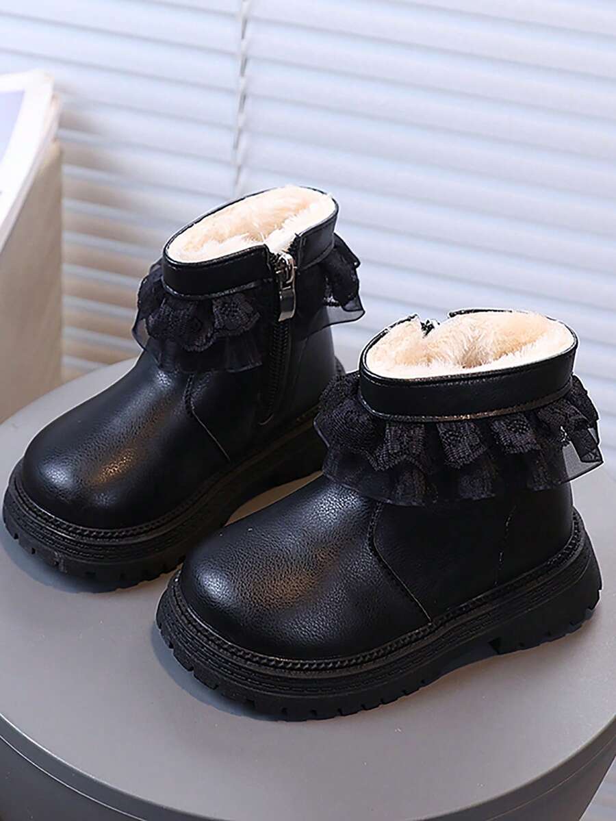 婴儿靴 / 婴儿时尚轻便软底保暖靴 / 婴儿户外保暖内衬靴 - 黑色 - 查看 1