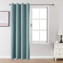 1 件/2 件仿亚麻遮光窗帘，适用于客厅、卧室、影剧院、餐厅，防水、隔热、系带窗帘布