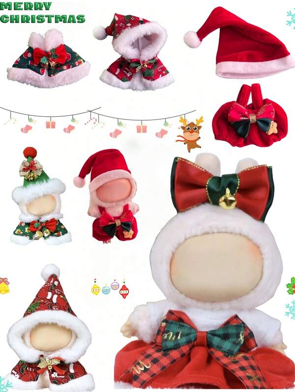Dolls Clothing For Labubu 17cm Christmas Costumes Cute Doll's Clothes Outfit Accessories The Monster Doll Dress Up Xmas Accessory