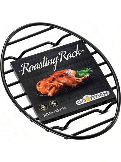 Oval Cooling Rack With Integrated Feet, Roasting Wire Rack, Drying, Grilling, Cooking, Baking Rack With Non - Stick Coating, Oven And Dishwasher, Large Oven Rack 9.85 X 14 Inches