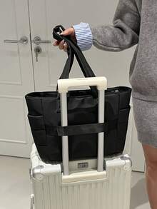 Túi Tote Nữ, Túi Xách Tay Mềm Mại Nhẹ, Thích Hợp Cho Du Lịch, Công Sở, Bãi Biển, Phòng Tập Gym, Mua Sắm - màu đen - Xem 6