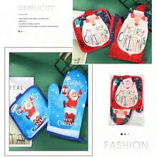 1 pièce Ensemble de gant de four créatif et nouveau pour Noël, gant de four et tapis de dessous de plat thème Noël, outil de cuisson résistant à la chaleur épais édition limitée de Noël