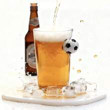 1 pieza Vaso con incrustación de fútbol para uso doméstico, vaso transparente para agua, té, leche o jugo