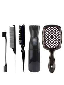 12pcs Hair Brush Set, Includes 200ml Continuous Spray Bottle, High-Quality Wide-Tooth Comb, Scalp Massage Shampoo Brush, Straightening Brush, Edge Brush, Volumizing Brush, Tail Comb, 4pcs Hair Clips And Hair Ties, Hairstyling Tools Set, Hair Accessories - Nine-row Comb 12pcs - View 8