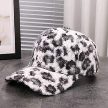 1 pezzo Berretto da baseball unisex in finta pelliccia con stampa leopardata, adatto per uso quotidiano, all'aperto, per strada, per feste