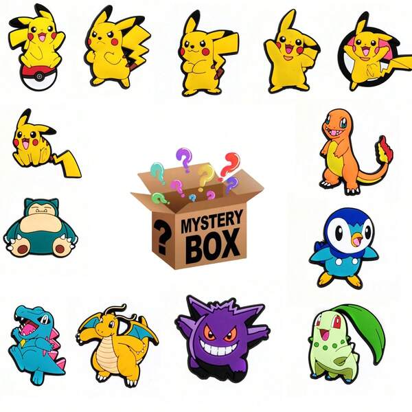 Hebilla de zapato de Pikachu enviada al azar, adecuada para juegos de rompecabezas DIY de niños y niñas, juegos de anime de dibujos animados, útiles escolares, también adecuada como regalo de Navidad y cumpleaños. Juguetes de personajes de anime adecuados para niños y niñas