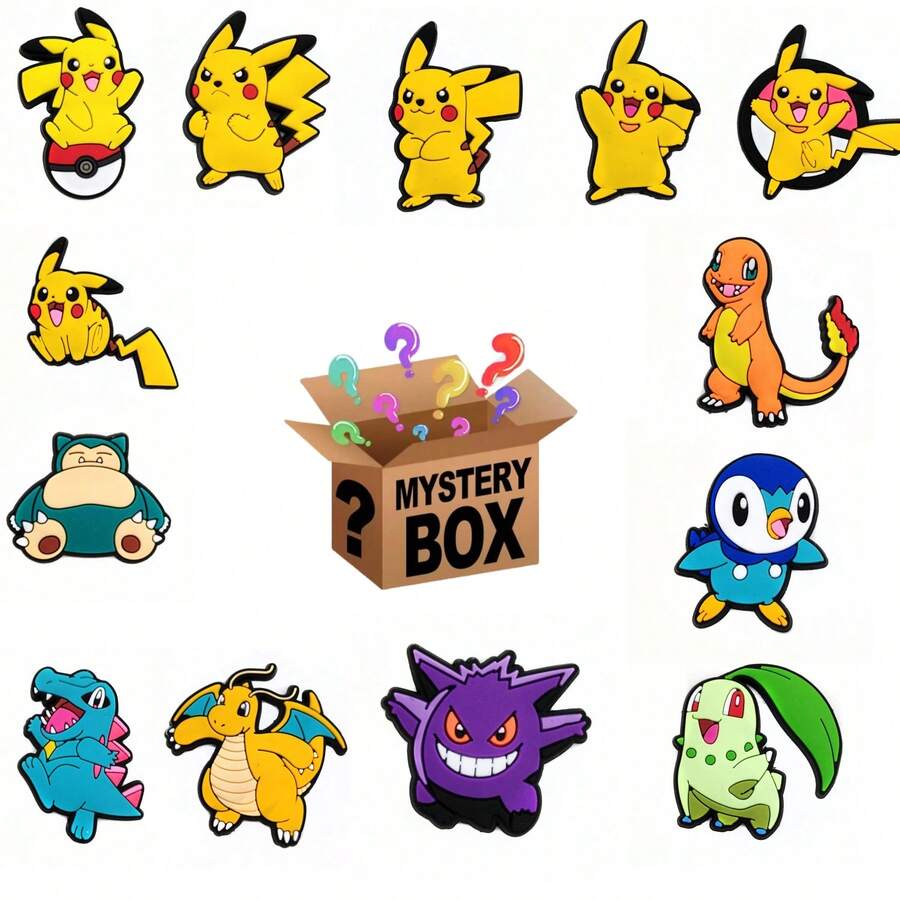 Hebilla de zapato de Pikachu enviada al azar, adecuada para juegos de rompecabezas DIY de niños y niñas, juegos de anime de dibujos animados, útiles escolares, también adecuada como regalo de Navidad y cumpleaños. Juguetes de personajes de anime adecuados para niños y niñas