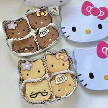 Sanrio Cartoon Hello Kitty Airtight Metal Storage Tin Box, Cookies/Gift Box Floral Bow Candy/Jewelry/Hair Accessory/Note Packaging Box Jewelry Box, Birthday/Valentine's Day Gift
