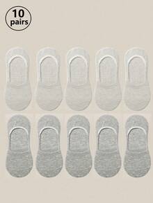 1/5/10 Đôi Tất đi thuyền mềm mại, thoáng khí, màu trơn đơn giản cho nữ, tất không lộ, tất ngắn chống trượt, thấm hút ẩm, thích hợp cho các hoạt động ngoài trời hàng ngày - Nhiều màu - Xem 11