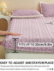 1件塔夫绸床笠,纯色床垫罩,柔软舒适保暖床垫保护套,亲肤加厚秋冬床笠,现代风格卧室床笠,适用于大号、特大号、单人床、双人床,不含枕套,沙发套,大号、特大号床笠,Oeko-Tex认证 - 紫色 - 查看 5