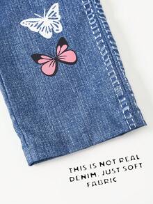 Tween Girls' Casual Butterfly Print Pants, Suitable For Daily, Commuting, Outdoor, Minimalist Style, Spring/Summer