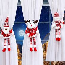 1pc Christmas Curtain Tie Back, Various Styles Available, Santa Claus & Snowman With Feet Curtain Tiebacks, Indoor Christmas & Halloween Gift, Party Decor - Multicolor - View 2