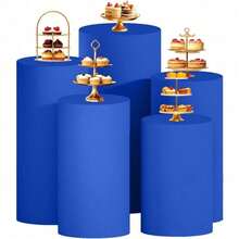 Cylinder Covers Set Of 3 Spandex Cylinder Pedestal Stand Covers Red Cylinder Cover Round Pedestal Cylinder Covers Multicolor Pedestal Cover For Wedding Party Ceremony DecorationKF - 藍色 - 查看 7