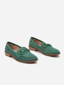 Vices Openwork Moccasins With Leather Insole - Green - View 5