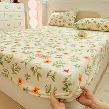 1 Stück süßer, verstärkter Spannbettlaken, warme Bettwäsche-Set für Herbst/Winter (Kissenbezug nicht enthalten)