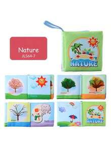 Montessori Sensory Book Set - 6-In-1 Washable Cloth Book With Crinkle Pages & Chewable Teether | Infant Toy For 0-12M - Multicolor - View 15