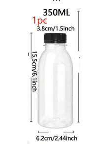 1/3/6个装可重复使用塑料果汁瓶带盖 - 塑料奶昔瓶 - 带盖空饮料容器，适用于冷/热饮、果汁、饮料、水、牛奶、奶昔和其他饮品，含姜（150毫升/200毫升/250毫升/350毫升/500毫升） - 彩色 - 查看 20