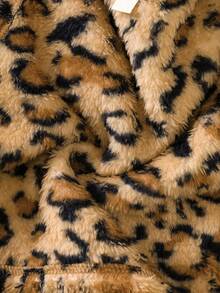 Young Girls Sleeveless Leopard Faux Fur Top, Casual Fashion Jacket For Autumn/Winter