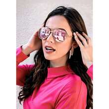 HYCHIC Women's Sunglasses Aviator Style Gold Metal Frames Lightweight UV Protection Fits All Face Styles Road Trips - A02- Gold/Grey - View 2