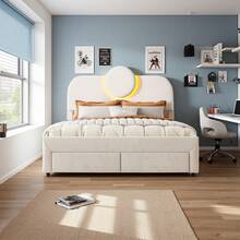 Letto imbottito per bambini 140x200 cm, letto matrimoniale per ragazze con 2 cassetti, struttura del letto con testiera regolabile in altezza a LED e rete a doghe, letto per ragazzi 140x200 in legno massello e velluto