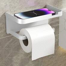 3pcs Wall-Mounted Tissue Box Holder With Phone Stand, Adhesive No Drilling Required, Multi-Functional Space Saving, Suitable For Bathroom Storage, Durable Plastic Modern Design Stylish Home Decor