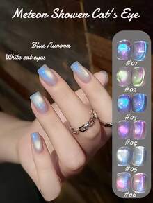 MISS SHAKA 10ml秋冬美甲冰透明极光粉蓝猫眼凝胶指甲油胶2025 Y2K指甲闪光美白流行凝胶美甲美甲沙龙家居DIY美甲用品圣诞美甲 - 彩色 - 查看 2