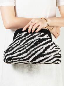 Elegant Striped Color Block Clutch - Large Capacity Durable Multifunctional Women's Beach Bag, Summer Wallet, Elegant Ladies Purse, Suitable For Daily And Vacation, Mother's Day Gift, Wedding Season Souvenir