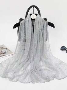 女士亮片蕾丝网眼闪光奢华头巾围巾日常围巾披肩金色和银色闪光件将随机发送。 - 波點款 - 查看 16