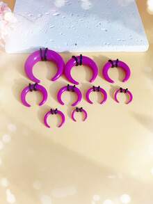 9 pezzi Set di tappi per orecchie a forma di corno e anelli per il naso in stile boho vintage in acrilico - Disegno geometrico colorato adatto per feste e uso quotidiano, gioielli carini