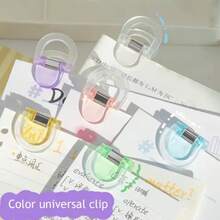 6pcs Colorful Multipurpose Clips, Student Essential Paper Binder Clips, Seamless Photo Clips, Planner Decoration Memo Clips, Transparent Mini Multifunctional Clips, Office School Supplies, Document Storage Sealing Folders, Handbook Clips, Can Stand Or Hang - one-size - View 6