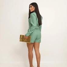 Mavi Set | Cropped Jacket + Tailored Shorts | Premium Sensory Fabric, Functional Pockets, Zipper, Versatile And Stylish - Màu xanh Bạc hà - Xem 5