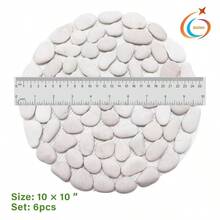 10in River Rock Stepping Stones Set 6 Pack Polished Pebble LongLasting PVC Mesh Backing Perfect For Garden Paths And Lawns Outdoor Landscaping Decoration White Circle - 白色 - 查看 3