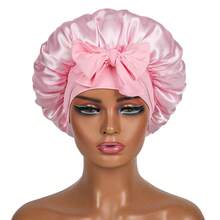 Women's Bonnet: Solid Color Adjustable Tie Style, Fashionable Silky Satin Cap For Casual Hair Protection And Non-Slip Sleep Wear
